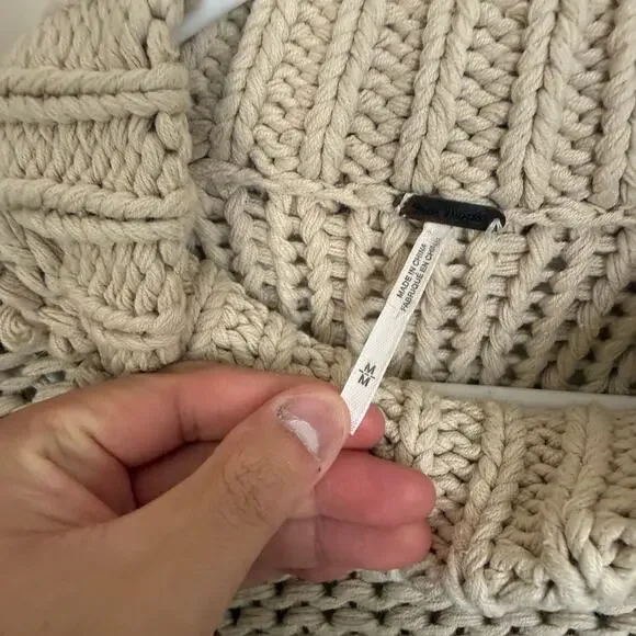 Free People Chunky Knit Cream My Only Sunshine Pullover Mockneck Sweater Preppy - Picture 9 of 16